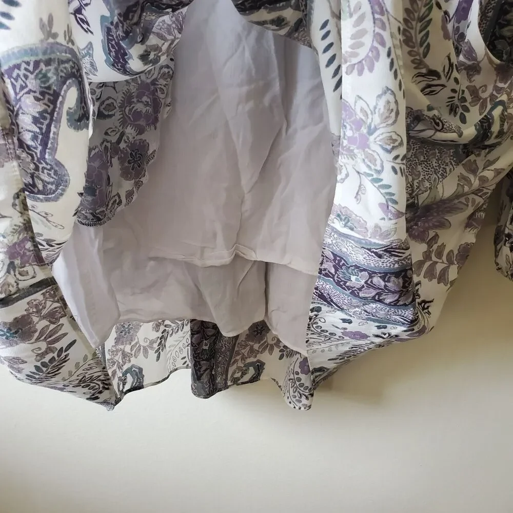 Free People Rain Or Shine Lace Up Mini Dress Ivory Paisley Womens XS - Picture 9 of 15